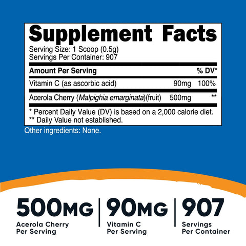 Nutricost Natural Vitamin C (Acerola Cherry) Powder